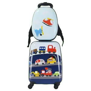 Juego de maletas de equipaje de viaje para niños, pintura con patrón de dibujos animados bonitos, con ruedas de transporte, gran capacidad, característica duradera