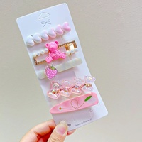 Nouveauté simple mode perle cristal pinces à cheveux ensemble de 5 filles roses douces épingles à cheveux pinces en métal pour femmes accessoire de cheveux