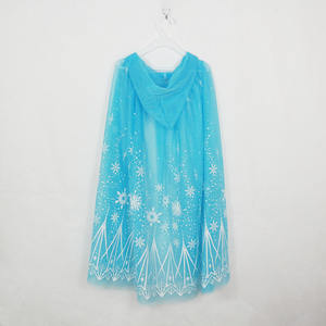 Girls Princess <strong>Hoodie</strong> Capes Summer Design Tulle Elsa Cosplay Capes Snowflake Ice Printed Cloak - Product Image 2