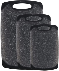 Lusso senza BPA 3 pezzi di marmo nero in granito colore plastica tagliere facile impugnatura per cucina frutta e verdura - Product Image 1