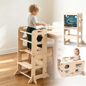 ODM OEM Wooden Children's Foldable Learning Tower Can Be Converted Into Table And Chair Kitchen Helper <b>Stool</b> - Product Image 1