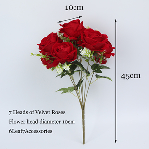 Rosa bianca Bouquet rosa Rose di velluto per matrimonio natale/laurea decorazione artificiale accessorio decorativo per matrimonio - Product Image 2