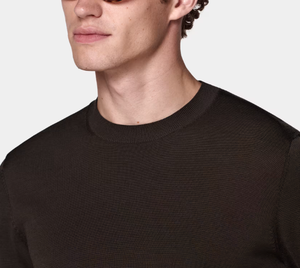 Suéter de <span class=keywords><strong>Punto</strong></span> Grueso con <span class=keywords><strong>Cuello</strong></span> Redondo en Color Marrón Oscuro de Alta Calidad Personalizado WJH, Diseño Elegante de Invierno para <span class=keywords><strong>Hombre</strong></span> en Algodón y Seda Negros - Product Image 5