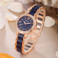Jam Tangan Wanita Quartz Berhias Berlian Modis Terlaris 2024 Gaya Korea Elegan Dial Pointer Casing 10mm untuk Pelajar