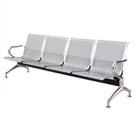 Chaise d'attente publique 4 places pour gare routière, station de métro, train, en métal chromé, design moderne, pour école, 1 pièce
