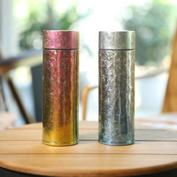 Bouteille isotherme Qunli en titane pur à double paroi, dégradé thermique, pour bureau, corps droit, motif fleur de glace irisée
