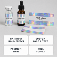 Impression de logo personnalisé, étiquettes holographiques autocollantes en PET écologiques, résistantes à l'huile et à l'eau, pour flacons de 10 ml, fabricant d'étiquettes pour pilules de 3 ml