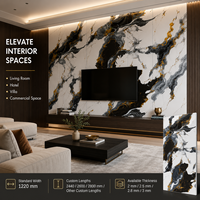Panneau mural en PVC brillant MORLENX, imitation marbre UV, agate blanc, noir, gris, or, pour un intérieur moderne et luxueux