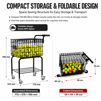 Chariot de rangement pour balles en fil d'acier avec couvercle sécurisé, grille inférieure et roulettes pivotantes pour salle de sport