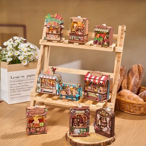 Hamaileon Miniature en <span class=keywords><strong>bois</strong></span> 3D, support magnétique pour réfrigérateur, support de boissons, lumière LED, puzzle rétro DIY, décoration de bureau, cadeau artisanal - Product Image 6