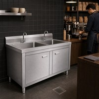 Évier de cuisine professionnel en acier inoxydable QH 201 de 0,8 mm d'épaisseur, finition résistante à la corrosion, capacité de charge de 300 kg/m, vente en gros