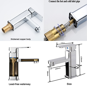 Vòi Chậu Rửa Bằng Kim Loại Aquacubic, Vòi Trộn Cho Bồn Rửa Nhà Tắm <span class=keywords><strong>RV</strong></span> Một Tay Cầm - Product Image 4