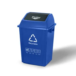 MARTES SL002 Wholesale Cheap Price Waste Container 50l Plastic Trash Can Push Bin Rectangular Kitchen Office Restaurant Bins