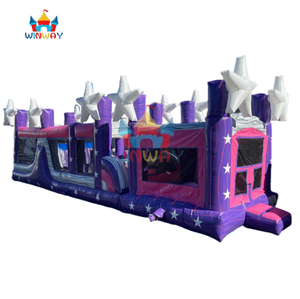 Parcours d'obstacles gonflable et château gonflable Star - Aire de jeux interactive pour enfants, violet et rose, pour les fêtes, les événements et les jeux en plein air - Product Image 6