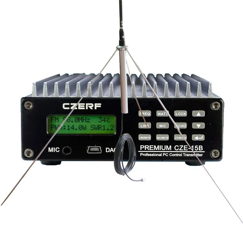 CZE-15B 0w-15wfm trạm phát sóng với Power Adapter Ăng ten