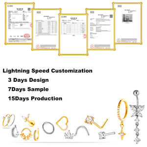 HENGSEN Chirurgenstahl Piercing Gold PVD Ohrstecker Conch Lobe Herz CZ Klappanhänger Innengewinde Helix Piercing Schmuck - Product Image 6