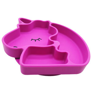 SANS BPA Non Toxique Durable Lavable Au Lave-Vaisselle Poignée Écologique BHD silicone Gros ventouse <span class=keywords><strong>licorne</strong></span> bébé plaque - Product Image 3