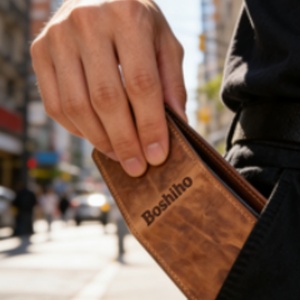 Boshiho Crazy Horse Leather <b>RFID</b> <b>Blocking</b> <b>Wallet</b> for Men Vintage Zipper Closure Multi Function Card Case - Product Image 4