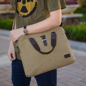 Best Selling Men's Briefcase <b>Canvas</b> Portable Laptop Case with Soft Cotton Lining Protective Briefcase <b>Bag</b> with Handle - Product Image 4