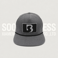 Casquettes Snapback Soochic en velours côtelé gris avec boucle en plastique, casquette à 5 panneaux à visière plate en maille, patch brodé, décontractée, sportive, unisexe