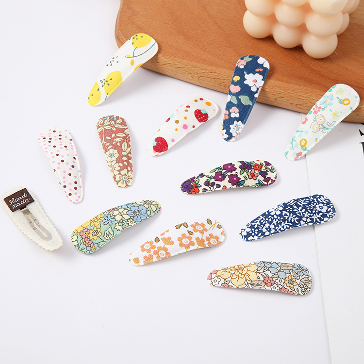 Custom flower fabric hair clips floral cute metal bobby pin kid's hair tiara girls accessories hair clip