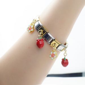 Bracelets à breloques de mode italienne, nouvelle série de pendentifs en forme de fruits et de fleurs, bracelet élastique, assemblage personnalisé - Product Image 5
