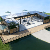 Toit de terrasse coulissant rétractable entièrement automatique, imperméable, contemporain, léger, structure en aluminium, stratifié, villa, hôtel