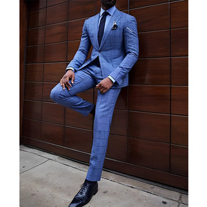 Completo da <span class=keywords><strong>Uomo</strong></span> in Due Pezzi Personalizzato con Stile o Logo ODM, <span class=keywords><strong>Giacca</strong></span> <span class=keywords><strong>Blazer</strong></span> con Stampa Digitale a Quadri e Chiusura a Cerniera, Stile Business - Product Image 4