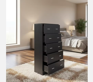 LULI Modern <strong>Pine</strong> 6-Drawer Tall Boy <strong>Dresser</strong> Durable &amp; Eco-Friendly Bedroom Storage Cabinet - Product Image 2