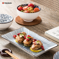 Vaisselle en céramique mate de style japonais personnalisée bon marché, vaisselle en porcelaine, vaisselle japonaise, ensemble de plats et de bols