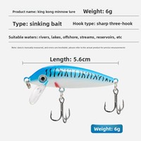 Leurre Artificiel Micro-organisme Type Requin, Affleurant, en Plastique Imprimé, Appât Dur Bionique avec Hameçons pour Eau Douce, Achigan et Poisson-sonde