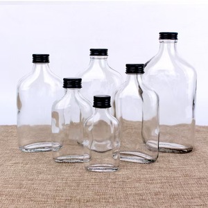350 ml di bottiglia tascabile per liquore in vetro trasparente con tappo in alluminio - Product Image 1