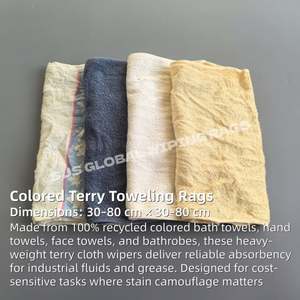 Paños de Limpieza de Colores para Uso Industrial, 50-100 cm, Absorbentes de Aceite y Agua, 100% Algodón - Product Image 2