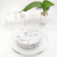 Haut de gamme de qualité supérieure luxe blanc maquillage fond de teint cosmétique pressé vide en plastique compact poudre cas fard à joues avec miroir