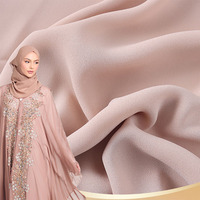 Tissu pour peignoirs de Dubaï en polyester tissé de couleur unie, crêpe de chine, tissu crêpe de mousse abaya pour vêtement doux pour femmes