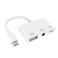 Hub USB-C 3-en-1 en gros avec port USB 3.0, prise audio AUX, sortie CC et charge rapide pour ordinateurs portables et téléphones Android