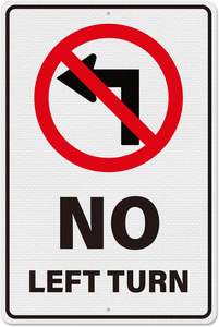 Señal de giro a la izquierda sin agujeros preperforados reflectantes de grado ingeniero señalización de tráfico de aluminio para coches camiones Road Street - Product Image 2