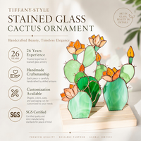 Ornement en verre artisanal personnalisé avec motif de cactus, décoration d'intérieur Art Déco unique, cadeau idéal, attrape-soleil pour étagère, succulente