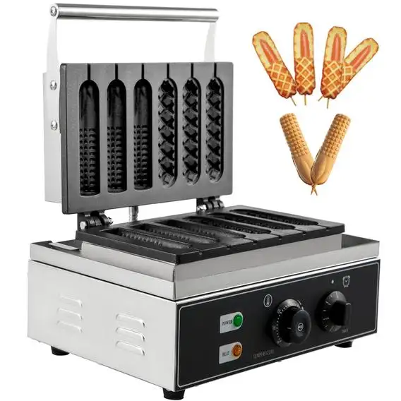 Hochwertige Waffel Hotdog Maker 5 Aufkleber Elektrische Corn Crisp Maschine/110V 220V Kommerzielle Verwendung Hot Dog Waffeleisen