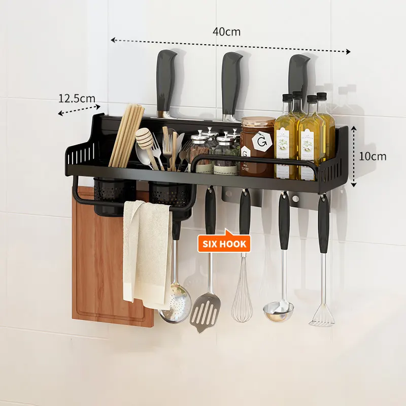 Perforatie-Gratis Keuken Planken Muur Gemonteerde Multifunctionele Eetstokjes Mes Rack Huishoudelijke Benodigdheden Muur Opslag Rack