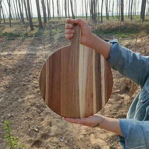 Tabla de cortar circular de madera maciza de <span class=keywords><strong>acacia</strong></span> de doble cara con asas de <span class=keywords><strong>mimosa</strong></span>, 1.5 cm de grosor, tabla para pizza transfronteriza, accesorio de fotografía - Product Image 2