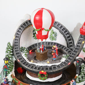 Hecho a mano 3D resina Musical Navidad carrusel móvil Montaña Rusa globo de aire caliente Parque de Atracciones Decoración de mesa - Product Image 5