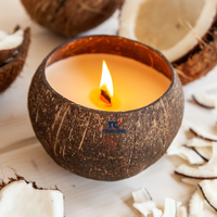 Natuurlijke Handgemaakte Kokoskommen Schelp Kaarsen Kokosnoot Geurkaarsen Decor Hout Lont