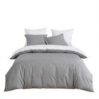 Parure de lit en coton bicolore gris et blanc pour chambre d'hôtes, stock Pologne, 3 pièces, livraison directe UE