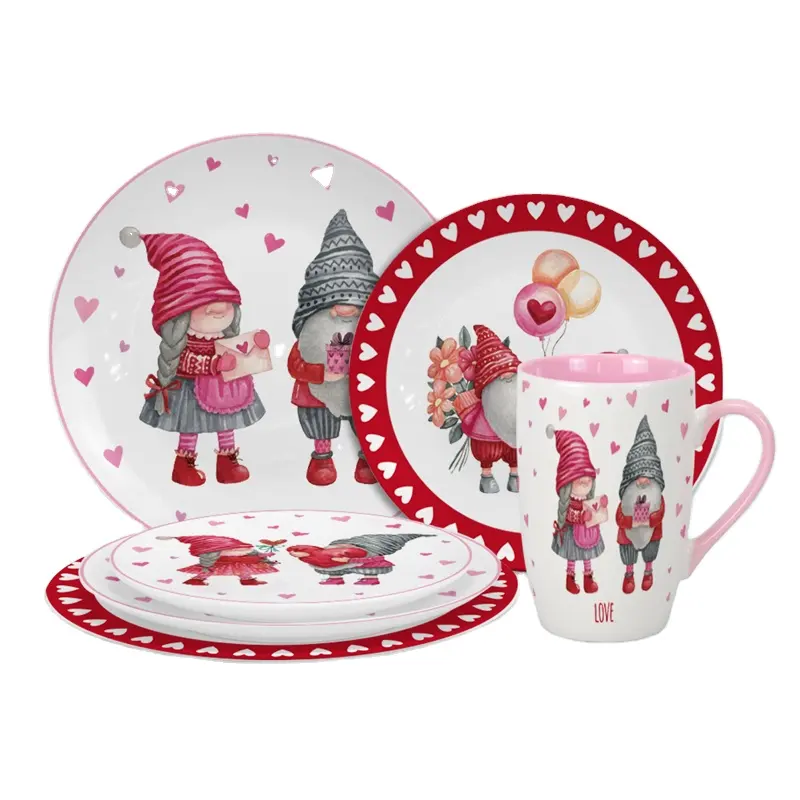European Custom Logo Modern Elegance Fine china Tableware Ceramic Dinnerware Sets Christmas Porcelain Dinner Sets