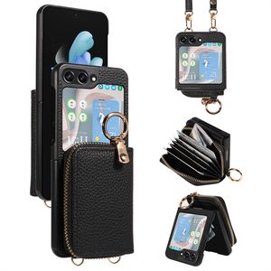 เคสโทรศัพท์แบบกระเป๋าสตางค์ดีไซน์ใหม่ปี 2026 พร้อมสายคล้อง สำหรับ Samsung Galaxy Z <span class=keywords><strong>Flip</strong></span> 6/<span class=keywords><strong>5</strong></span>/4/3 ช่องใส่บัตรแบบซิป ป้องกันการกระแทก - Product Image 1