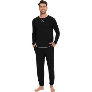 Ensemble de pyjama pour homme personnalisé, manches longues, vêtements de nuit en viscose de bambou, pantalon de jogging à cordon de serrage, tailles S à XXL - Product Image 2