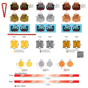 Medallas y trofeos de metal personalizados de diseño libre Race Sports Gold Award Custom Medal Ribbon - Product Image 5