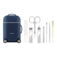 Trousse de Voyage en Acier Inoxydable – Kit Complet 8 Pièces pour Manucure et Pédicure : Coupe-Ongles, Lime à Ongles, Polissage et Outils de Soin des Ongles