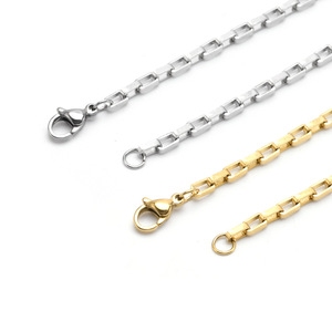 Wholesale Women Gold Filled Square Box Chain Stainless Steel Rectangle Link Choker Necklace - Product Image 4